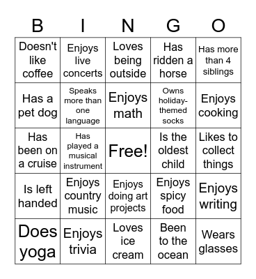 Find someone who... Bingo Card