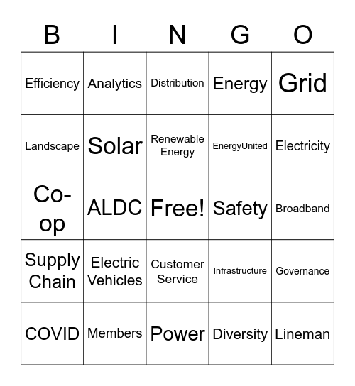 Co-op Bingo Card