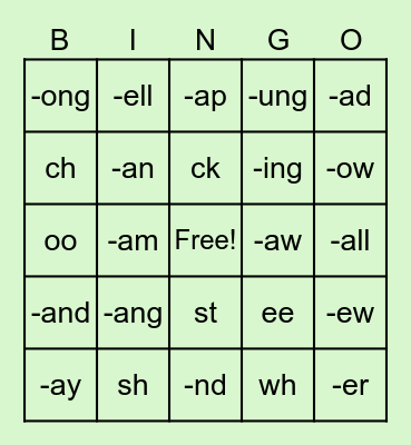 Sound Bingo Card