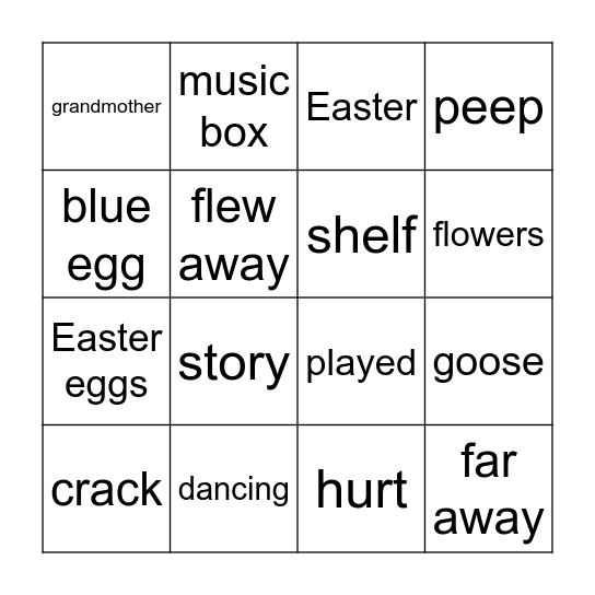 Anna and the Dancing Goose Bingo Card