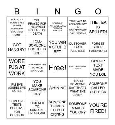 PEOPLE LEADER BINGO Card