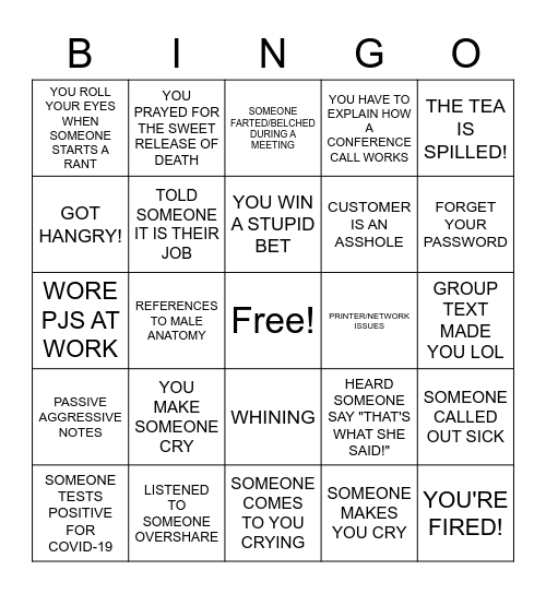 PEOPLE LEADER BINGO Card