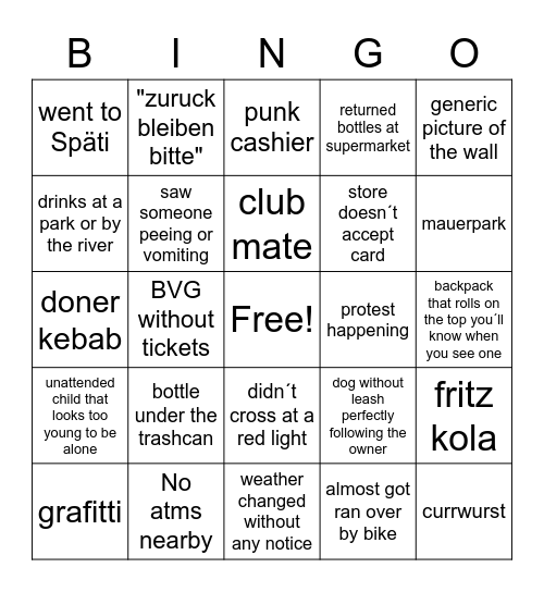 Berlin Bingo Card