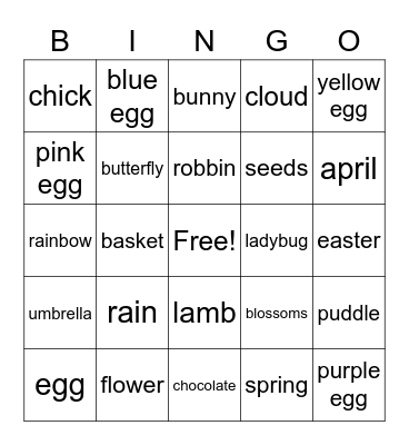 Easter Bingo Card