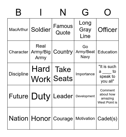 MacArthur Bingo Card