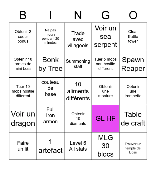 RLcraft KLAN Bingo Card