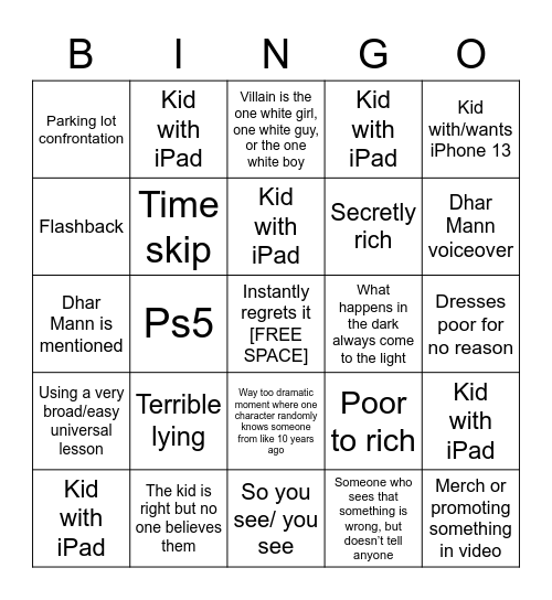 Dhar Mann Bingo Card