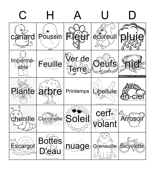 PRINTEMPS Bingo Card