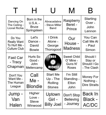 MOST EXCELLENT 80's Bingo Card