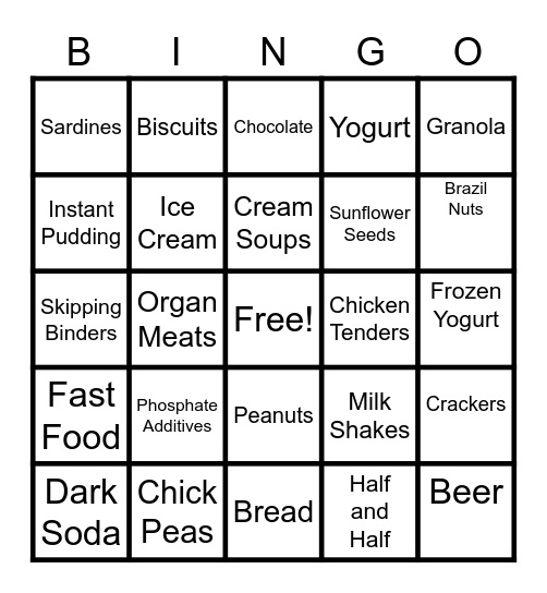 Say NO Bingo Card