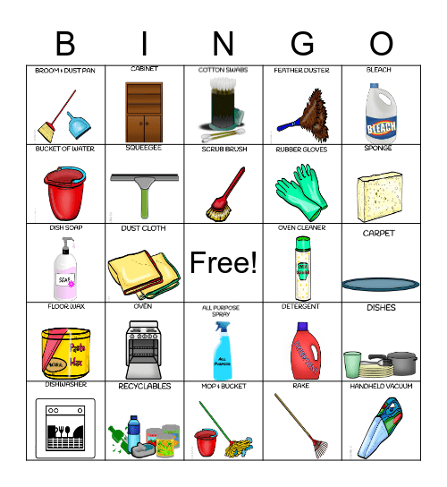 Cleaning and Grooming Bingo Card