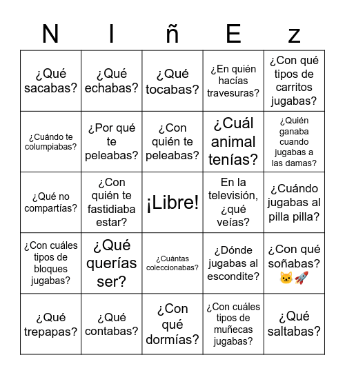 Mi Niñez Bingo Card