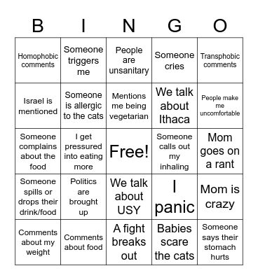 Passover Bingo Card