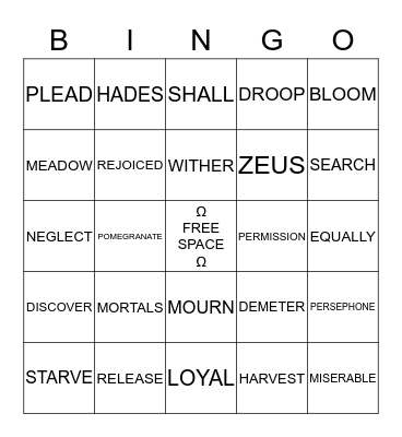 "Seasons of the Year" Vocabulary Bingo Card