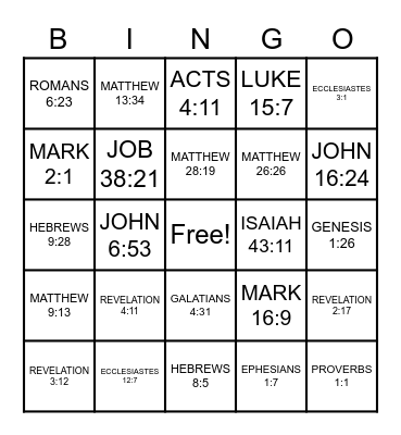 BIBLE VERSE Bingo Card