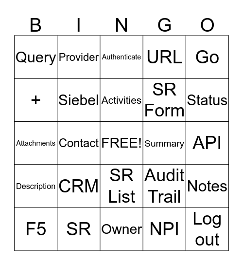 Siebel BINGO Card