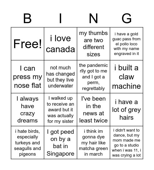 [M] Core Fun Facts! Bingo Card