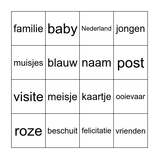 Gefeliciteerd! Bingo Card