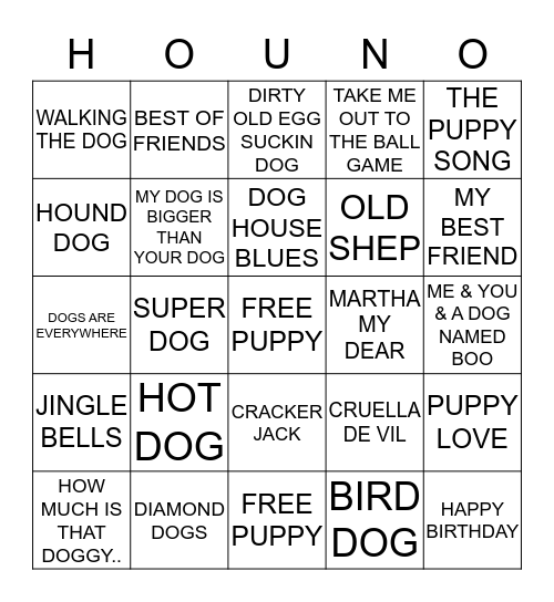 HOUND Bingo Card