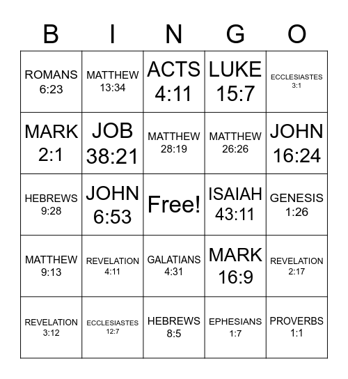 BIBLE VERSE Bingo Card