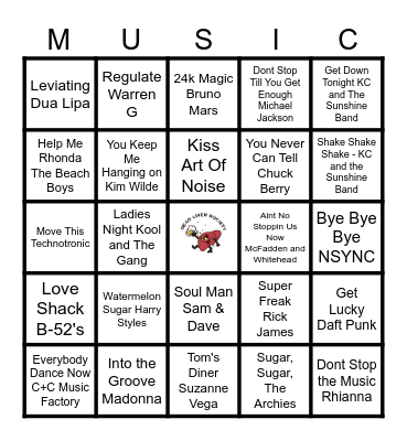 Dance Party Blackout Bingo Card