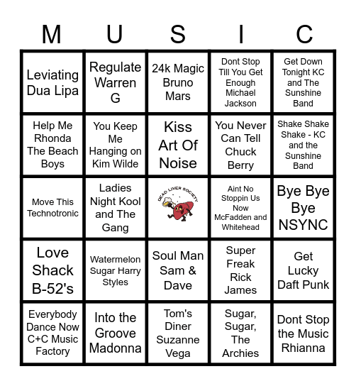 Dance Party Blackout Bingo Card