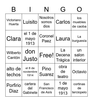 Nosotros somos dios Bingo Card