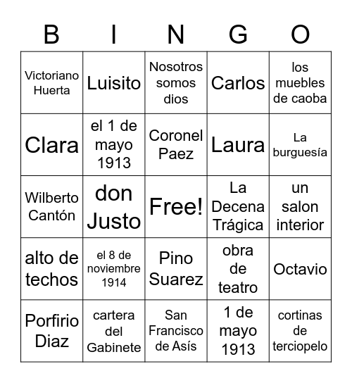 Nosotros somos dios Bingo Card