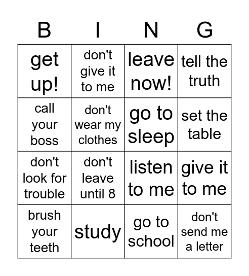Mandatos formales Bingo Card