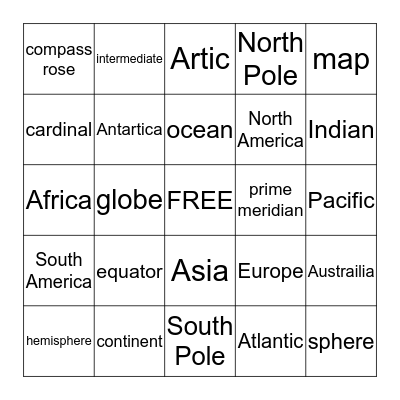 World Geography Bingo Card