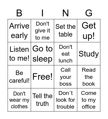 Mandatos Formales Bingo Card