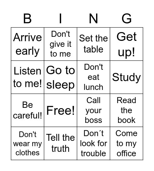 Mandatos Formales Bingo Card