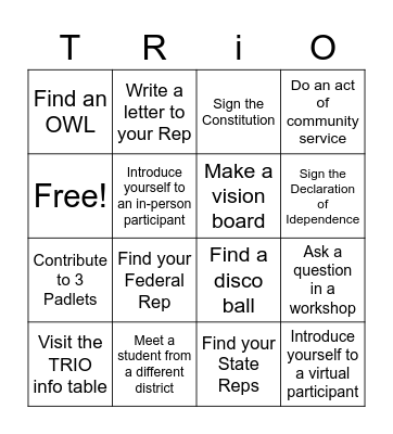 2022 CLC Scavenger Hunt Bingo Card