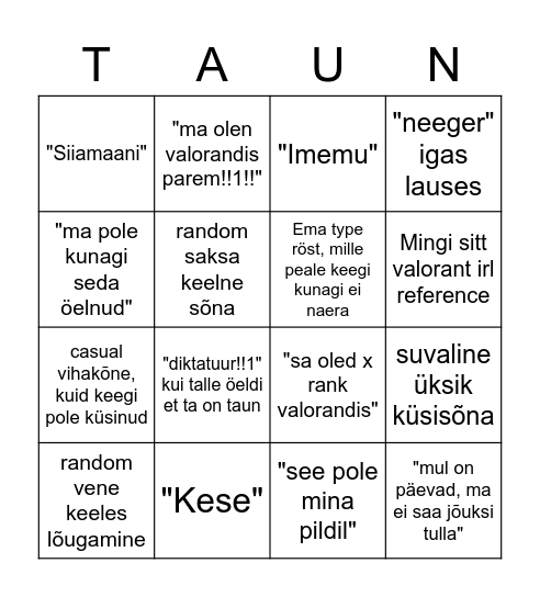 Trendi bingo Card