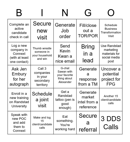 F&A SPRINGO BINGO Card