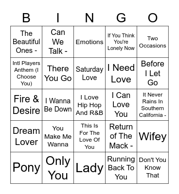 Hip Hop And R&B Bingo Brunch @ Factory Cafe Bingo Card
