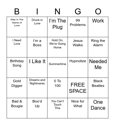 HIP HOP MUSIC Bingo Card