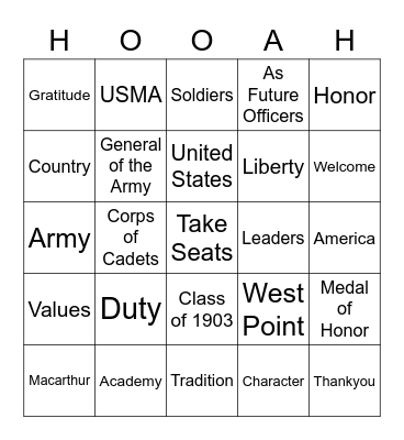 MacArthur Award Dinner Bingo Card