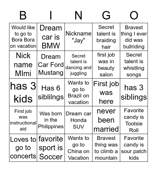 Who is this? Bingo Card