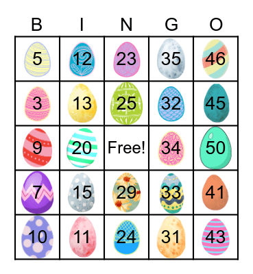 Easter Egg Scavenger Hunt Bingo Card