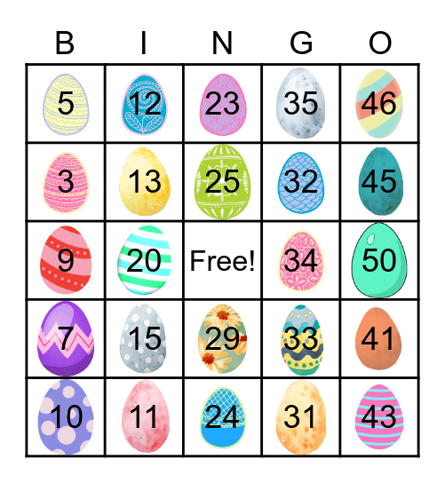 Easter Egg Scavenger Hunt Bingo Card