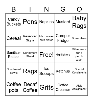 Cabinet Bingo Card