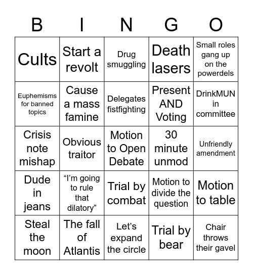 ChoMUN Bingo Card