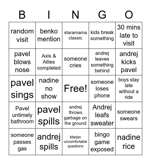 Oman BINGO Card