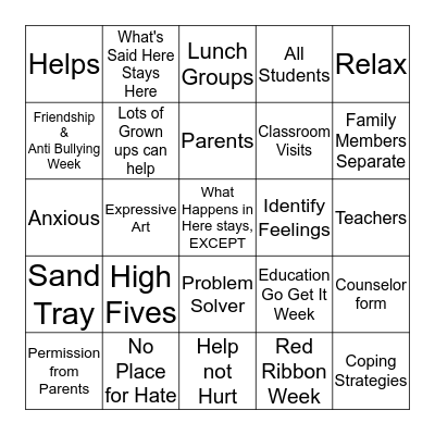 Counselor Bingo Card