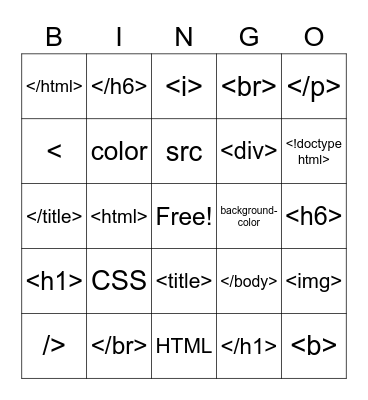HTML & CSS Bingo Card