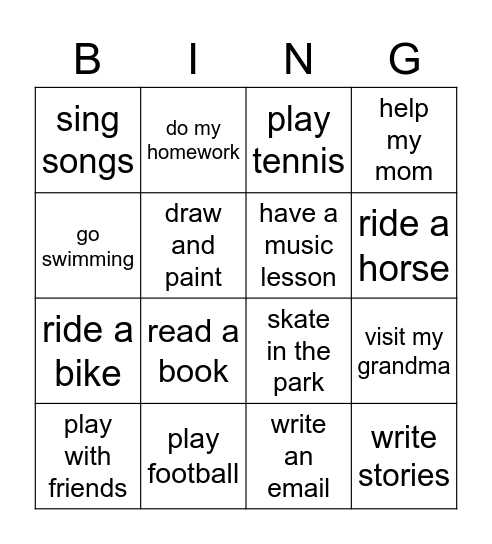 FF2 unit 6 Bingo Card