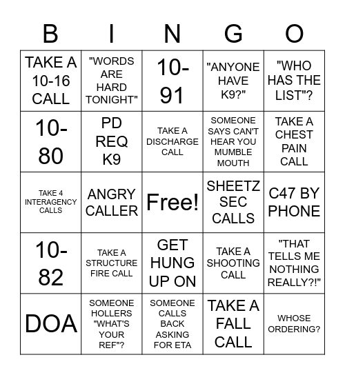 B squad Bingo Card