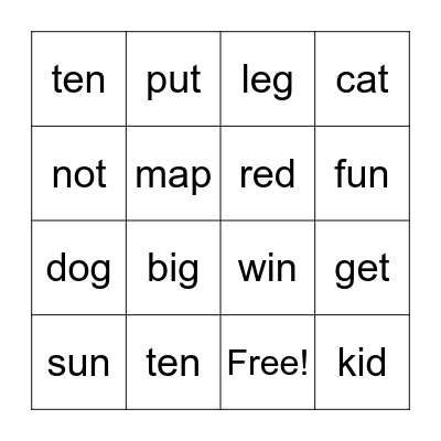 English Bingo! Bingo Card