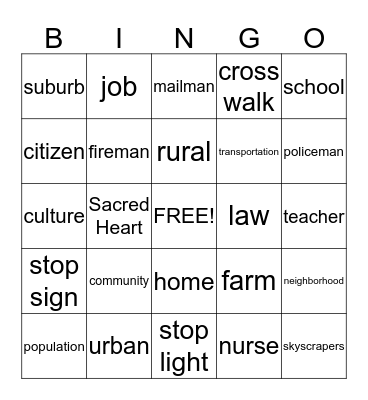 Social Studies Bingo Card